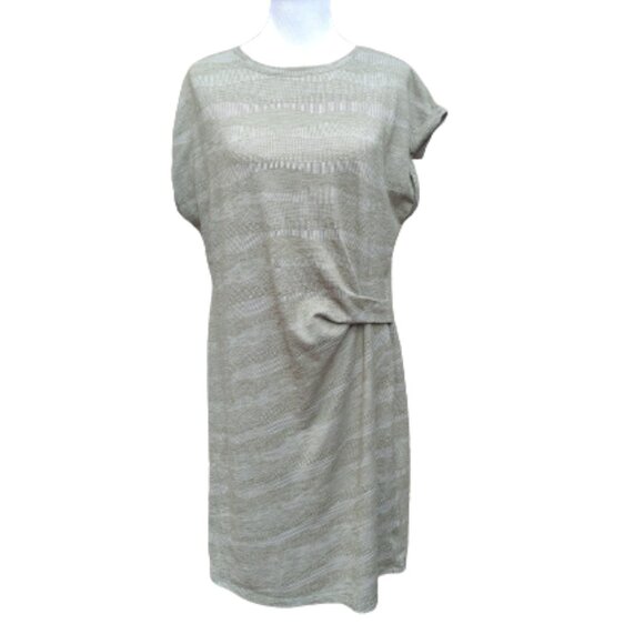 Time & Tru Green Print Knit Dress Side Detail Dolman Sleeves Cotton Blend - Picture 2 of 14